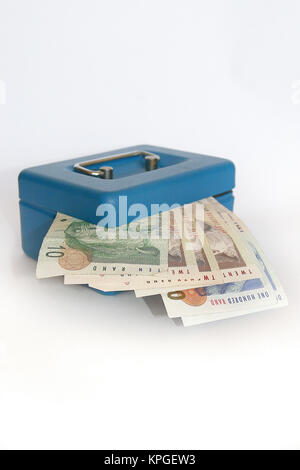 Piccolo blu piccola cassa con note, Sud Africa Foto Stock