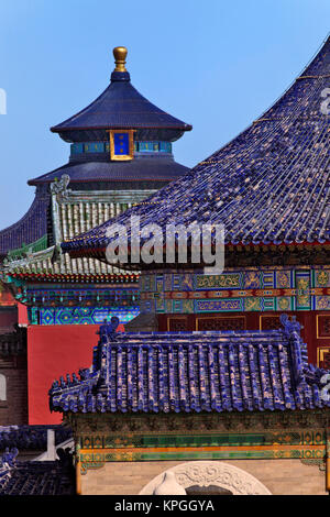 Tetti, Tempio del Paradiso, settentrionale porta celeste, Pechino, Cina Foto Stock