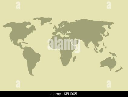 Semplice mappa del mondo Illustrazione Vettoriale