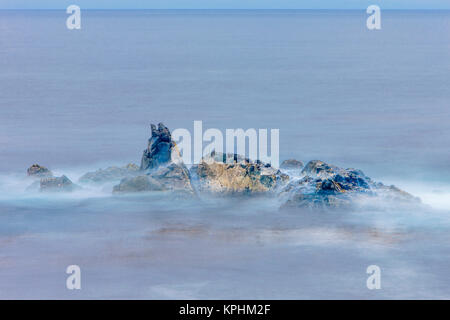 Surf sulle rocce. Garrapata State Park, Big Sur, California, USA. Foto Stock