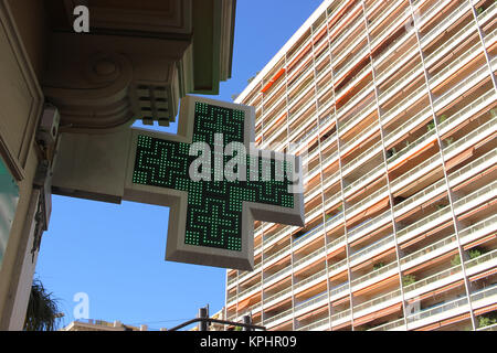 Croce Verde farmacia segno Foto Stock