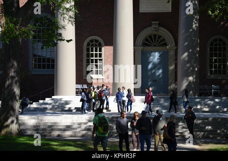 Harry Elkins Widener Memorial Library Harvard University campus Boston Cambridge MassachusettsUSA Foto Stock