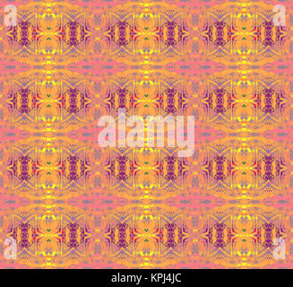 Geometrica astratta sfondo senza giunture. Ornato ellissi e a losanga in giallo, arancione, rosa, viola e sfumature di viola. Foto Stock