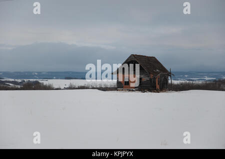 5 febbraio 2011; Saskatchewan orientale. Fattoria abbandonata in inverno Foto Stock