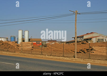 Legname Legname in fabbrica, Regno dello Swaziland. Foto Stock