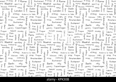 Capitali d'Europa. Sfondo senza giunture. Stampa vettoriale. Illustrazione Vettoriale