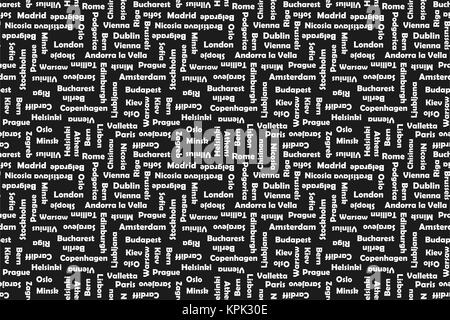 Capitali d'Europa. Sfondo senza giunture. Stampa vettoriale. Illustrazione Vettoriale