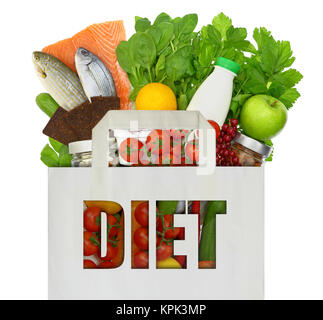 Borsa da shopping con alimenti dietetici Foto Stock