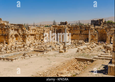 Baalbek antica città in Libano.Heliopolis tempio complesso.vicino al confine con la Siria.rimane Foto Stock