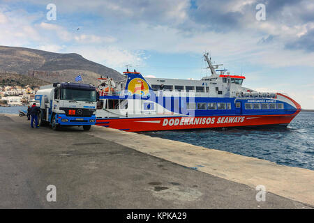 Dodecanneso Express traghetto al porto di Kos Foto Stock