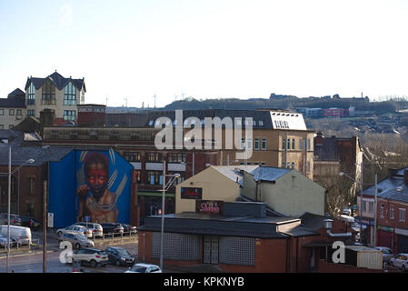 Blackburn fotografata da Feilden Street car park in mattinata a dicembre. Foto Stock