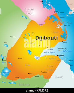 Colore del vettore Mappa di Gibuti Foto Stock