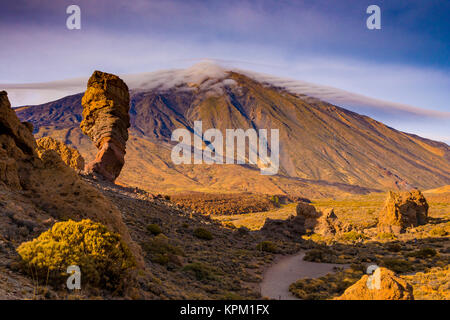 El Parco Nazionale del Teide Tenerife. Vulcano alto in Spagna, il paesaggio del deserto. Foto Stock