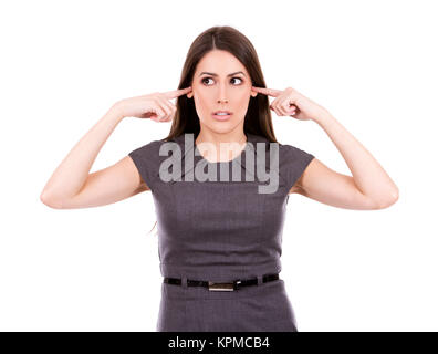 Business donna non in ascolto Foto Stock