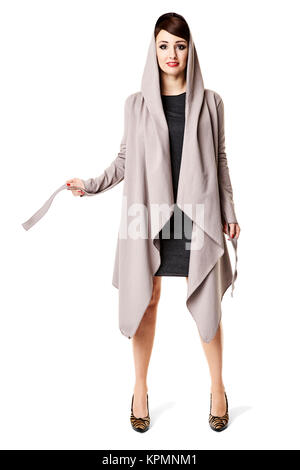 Moda donna in cappotto grigio Foto Stock