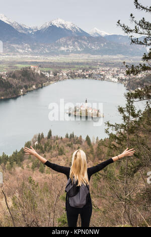 La bellissima natura intorno al lago di Bled, Slovenia. Foto Stock