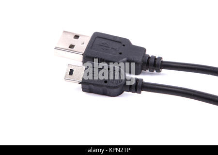 Cavo USB isolato su un fondo bianco Foto Stock