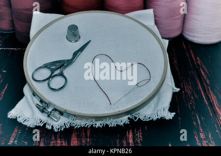 Vintage foto di oggetti per il cucito Foto Stock