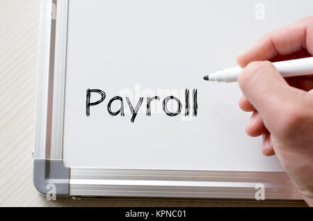 Payroll scritto su whiteboard Foto Stock