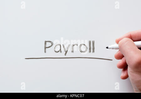 Payroll scritto su whiteboard Foto Stock