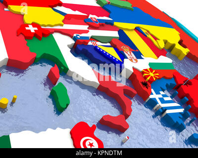 Italia sulla mappa politico Foto Stock