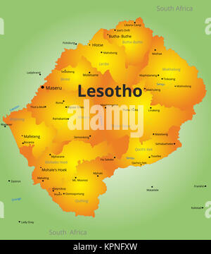 Mappa a colori del Lesotho paese Foto Stock