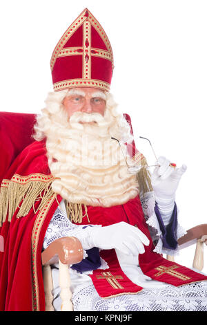 Sinterklaas sulla sua sedia Foto Stock