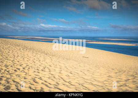 Vista dalla duna più alta in europa - Duna del Pyla (pilat),Baia Arcachon,aquitaine,Francia Foto Stock