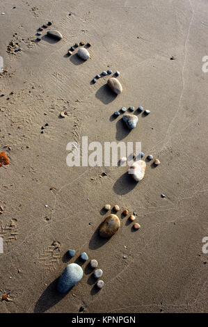 Piede, di ghiaia, alghe, arte, mare Foto Stock