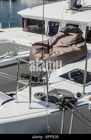 Blocchi e manovre in barca a vela, close-up Foto Stock