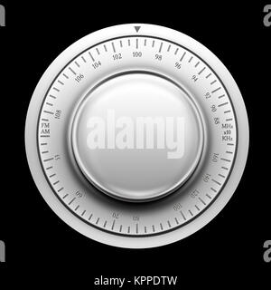 Sintonizzatore radio su sfondo nero. Illustrazioni 2d. Computer design Foto Stock