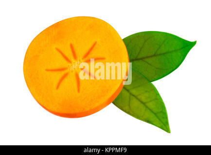 La metà della frutta persimmon su bianco. Immagine inclusa tracciato di ritaglio Foto Stock