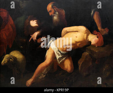 Il sacrificio di Isacco/El sacrificio de Isacco da Pedro Orrente (1580-1645) un pittore spagnolo del periodo barocco.xvii secolo.ha studiato con el Greco Foto Stock