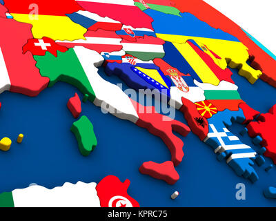 Italia sulla mappa politico Foto Stock