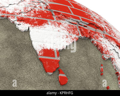 India sulla parete di mattoni di terra Foto Stock