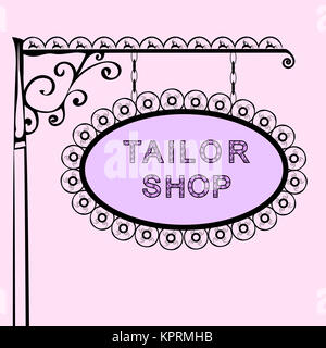 Sartoria retro vintage strada segno Foto Stock