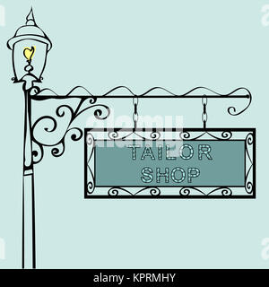 Sartoria retro vintage strada segno Foto Stock