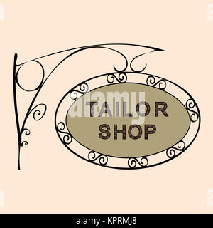 Sartoria retro vintage strada segno Foto Stock