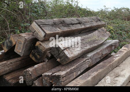 Traversine ferroviarie Foto Stock