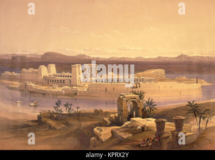 Vista generale dell'isola di Philae Nubia Nov 18 1838 Foto Stock