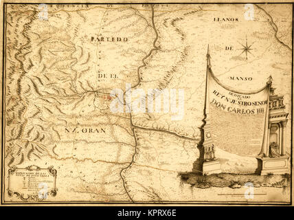 Mappa topografica di Concepcion Bay Cile -1782 Foto Stock