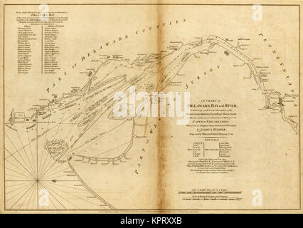 Grafico della baia del Delaware e il fiume, 1776 Foto Stock