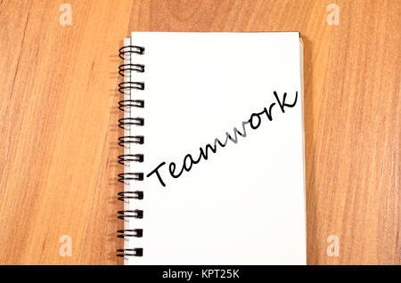 Il lavoro di squadra di scrivere su notebook Foto Stock