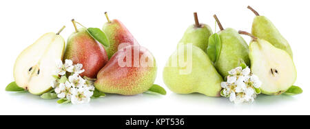 Sammlung Birnen Birne geschnitten Früchte Obst Freisteller freigestellt isoliert vor einem weissen Hintergrund Foto Stock