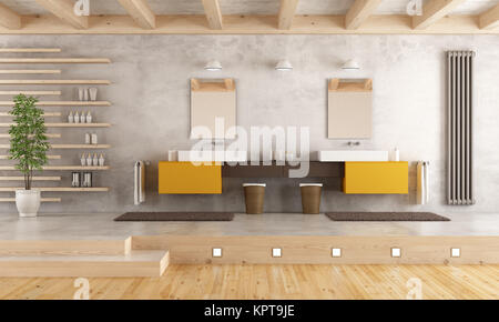 Bagno moderno con doppio lavabo Foto Stock