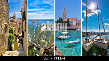 Isola di Hvar tourist collage, Dalmazia, Croazia Foto Stock