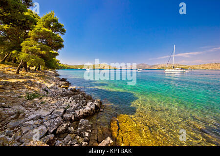 La baia Telascica parco naturale destinazione a vela su Dugi Otok, Dalmazia, Croazia Foto Stock