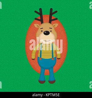 Funny cartoon renne nella camicia a righe illustrazione vettoriale Illustrazione Vettoriale