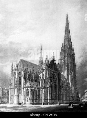 Nikolaikirche, Amburgo, Germania (1845-80), bombardata durante la Seconda Guerra Mondiale e oggi una rovina Foto Stock