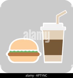 Il caffè e il burger fast food vecchio sfondo - vettore Illustrazione Vettoriale